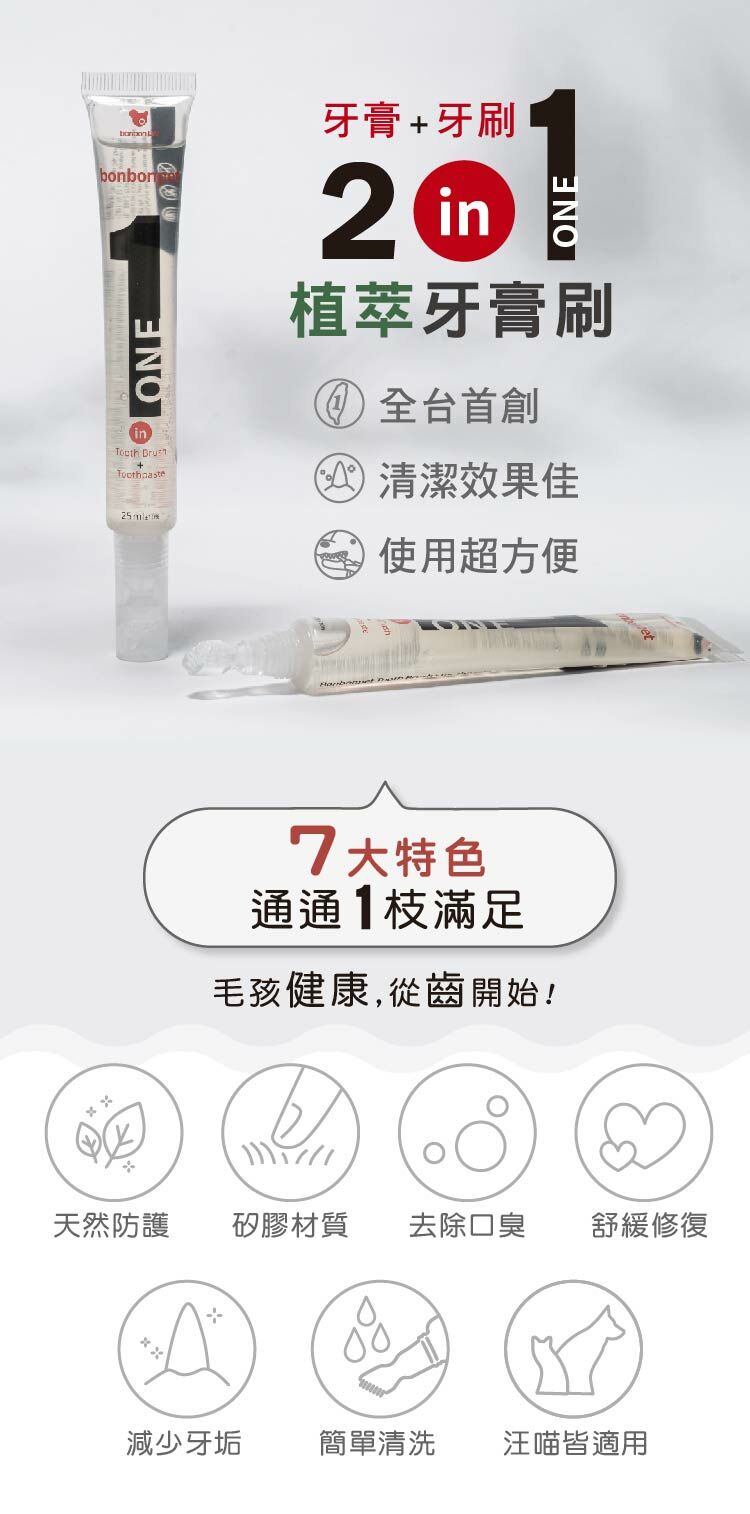 2 in 1 設計天然植萃牙膏刷