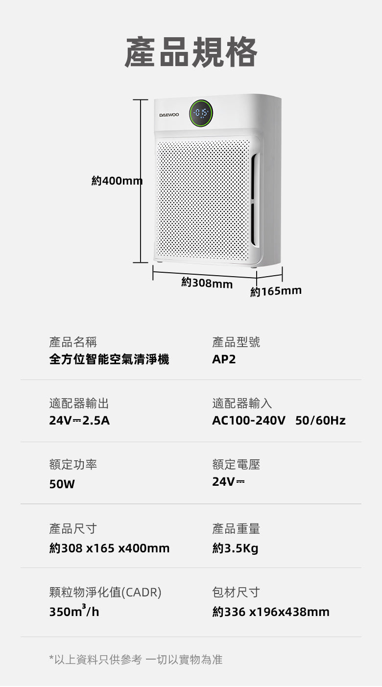 DAEWOO AP2全方位智能空氣清淨機